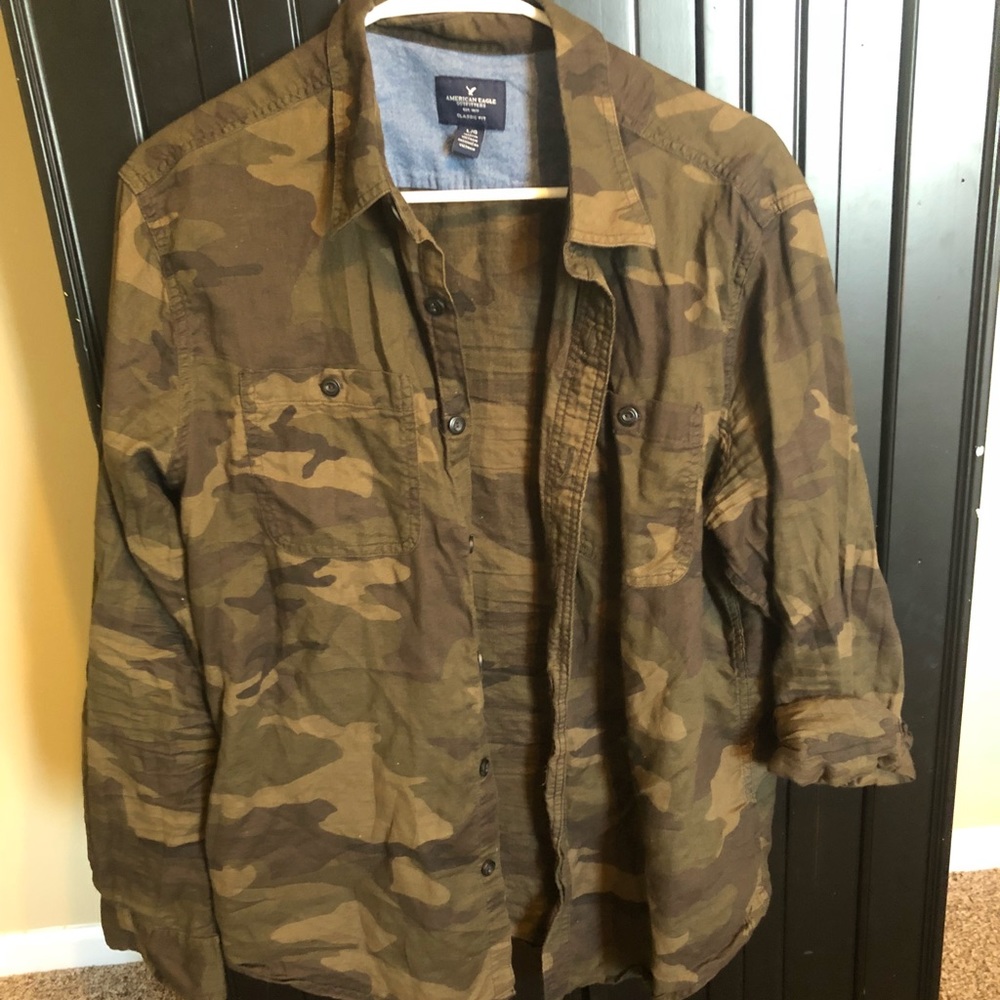 Camo button up